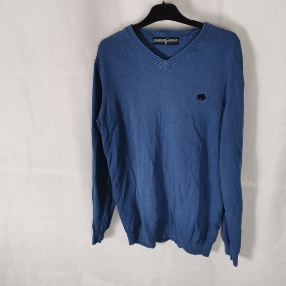 Mens RAGING BILL Jumper Size M Blue Thin Knit Smart Casual - Picture 2 of 7